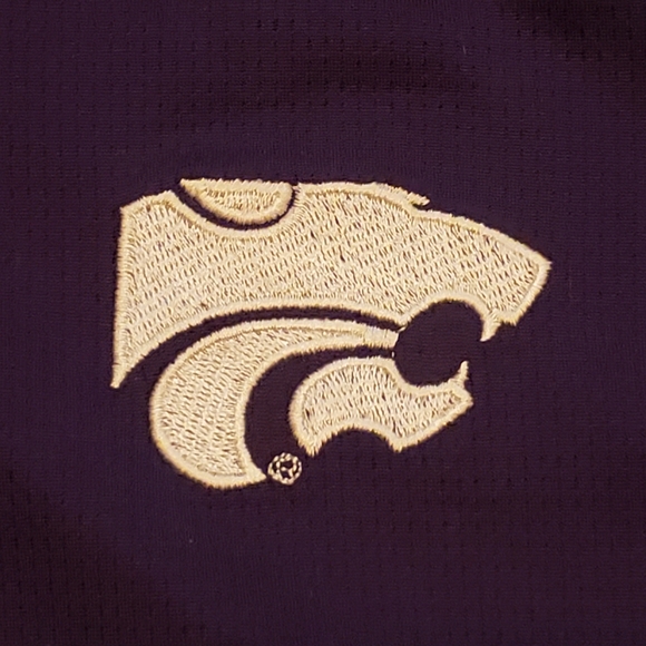 Kansas State University Men's Large Powercat polo NWT royal purple, white + - Picture 2 of 11